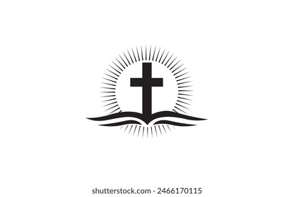 bible and cross vector and illustration for logo icon object element decoration communion