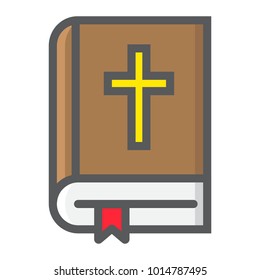 Bible filled outline icon, easter and holiday, book sign vector graphics, a colorful line pattern on a white background, eps 10