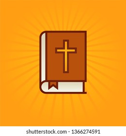 bible flat design illustration with sun brush