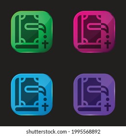 Icono de botón de cuatro colores de la Biblia
