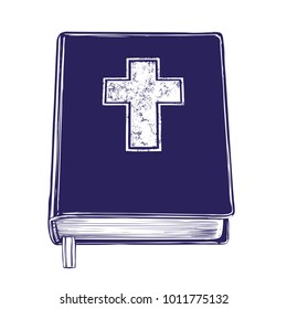 Bible, gospel, the doctrine of Christianity, symbol of Christianity hand drawn vector illustration sketch