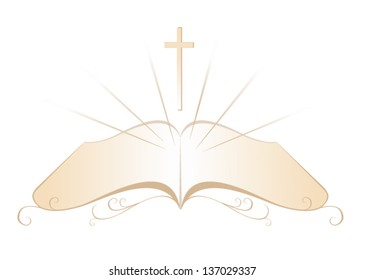 Bible with grapevine growing out of it. Vector