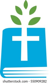 Bible and green leaf