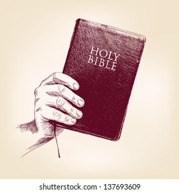 Bible Hand Drawn Vector Llustration Realistic Sketch