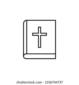 Bible holy book with cross line art vector icon for apps and websites