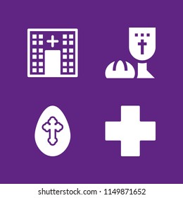 bible icon. 4 bible set with catholic, cross, holy and last supper vector icons for web and mobile app