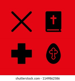 bible icon. 4 bible set with christ, holy and cross vector icons for web and mobile app