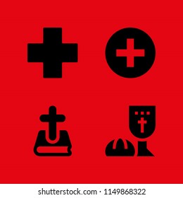 bible icon. 4 bible set with cross and last supper vector icons for web and mobile app