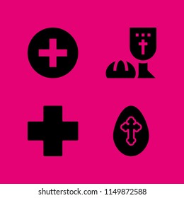 bible icon. 4 bible set with holy, cross and last supper vector icons for web and mobile app