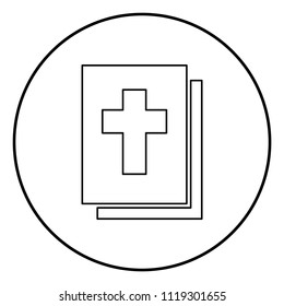 Bible icon black color in circle round outline