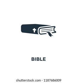 Bible icon. Black filled vector illustration. Bible symbol on white background. Can be used in web and mobile.