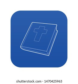 Bible icon blue vector isolated on white background