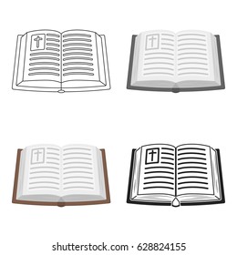 Bible icon in cartoon style isolated on white background. Religion symbol stock vector illustration.