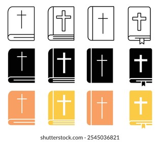 Bible icon collection on white background