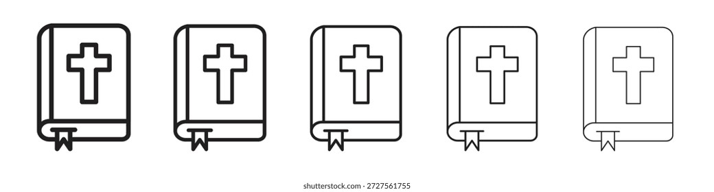 Bible icon design in thin editable stroke style for graphic work