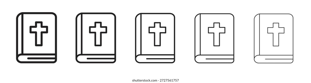 Diseño de icono de la Biblia en estilo de trazo editable delgado para el trabajo gráfico