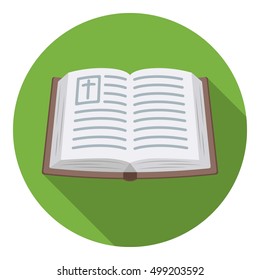 Bible icon in flat style isolated on white background. Religion symbol stock vector illustration.