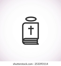 bible icon with halo, isolated vector illustration on white background.