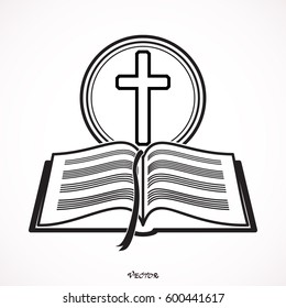 bible Icon isolated on background. Modern flat pictogram, business, marketing, internet concept. Trendy Simple vector symbol for web site design or button to mobile app. Logo illustration