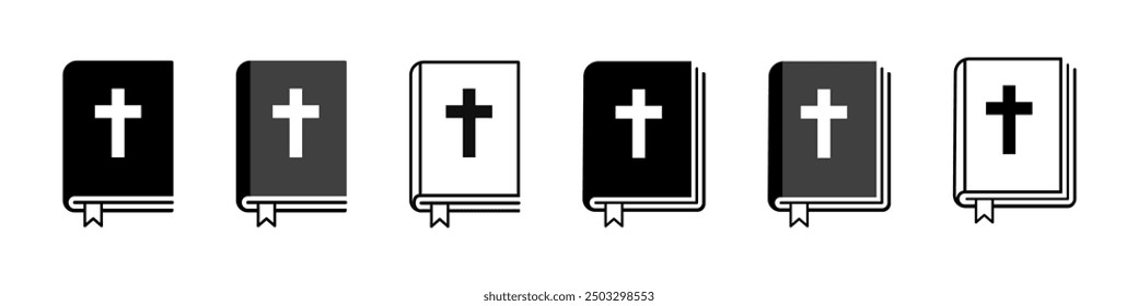 Icono de la Biblia. Signo bíblico aislado. Conjunto de Vector de Biblias.