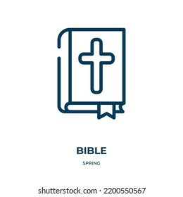 Bibelsymbol. Lineare Vektorgrafik aus der Frühlingskollektion. Umrissbibel-Symbol-Vektorgrafik. Dünnliniensymbol für Web- und mobile Apps, Logo, Printmedien.