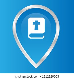 bible icon and map pin. logo concept. Designed for your web site design, logo, app, UI
