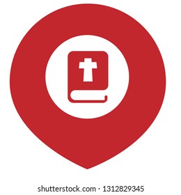 bible icon and map pin. logo concept. Designed for your web site design, logo, app, UI