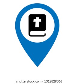 bible icon and map pin. logo concept. Designed for your web site design, logo, app, UI