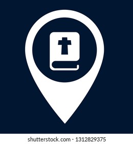 bible icon and map pin. logo concept. Designed for your web site design, logo, app, UI