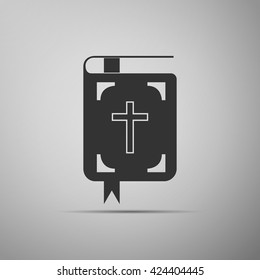 Bible icon on grey background. Vector Illustration