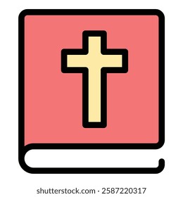 Bible Icon Sacred Scripture in Flat Line Color Style.