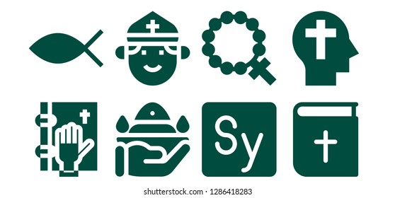  bible icon set. 8 filled bible icons. Simple modern icons about  - Oath, Christianity, Pray, Priest, Story, Rosary, Bible, Faith