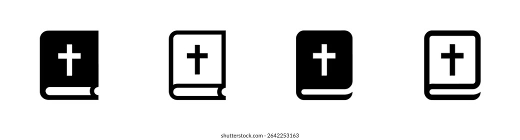 Bible icon. Set of bible book vector icons. Religion book. Christianity sign. Reading holy. Religious symbol. Vector Illustration. EPS 10
