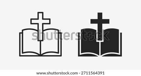 Bible icon set. Bible vector icon. Christian cross symbol 