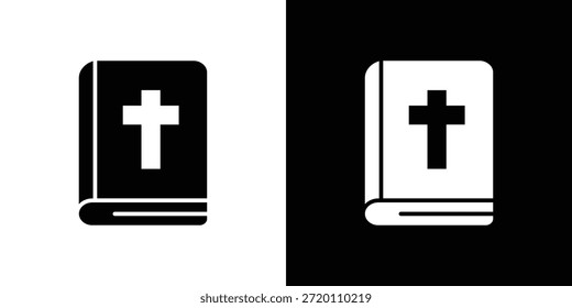 Ícone da Bíblia ilustrações gráficas simples e planas. Vetor de silhueta preto e branco