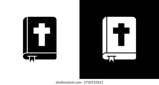 Icono de la Biblia ilustraciones gráficas planas simples. Vector de silueta blanco y negro