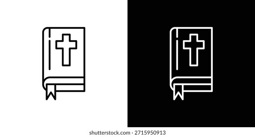 Icono de la Biblia. Símbolo plano simple. Ilustración de pictograma de contorno negro perfecto
