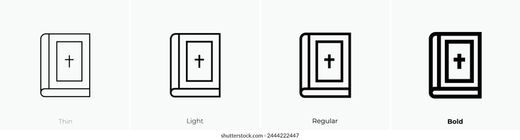 bible icon. Thin, Light Regular And Bold style design isolated on white background