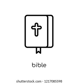 Bible icon. Trendy modern flat linear vector Bible icon on white background from thin line Religion collection, editable outline stroke vector illustration