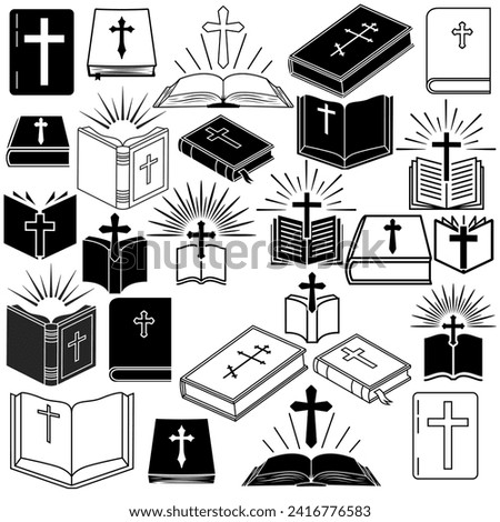Bible icon vector set. Religion illustration sign collection. Faith symbol or logo.