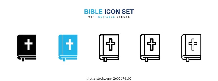 Bible icons graphics set in black and blue colors