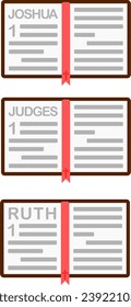 Bible icons on the first page of books of the Bible: Joshua, Judges, Ruth