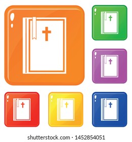 Bible icons set collection vector 6 color isolated on white background
