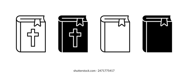 Conjunto de iconos bíblicos. Silueta y estilos lineales. Iconos vectoriales