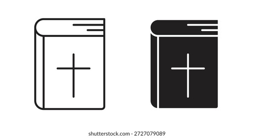 Ícones da Bíblia definidos. Ilustração de vetor de linha simples