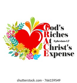 Bible lettering. Christian art. GRACE - God's Riches At Christ's Expense