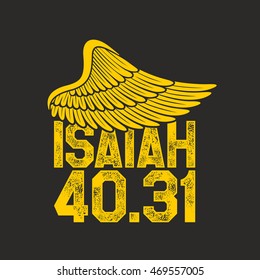 Bible lettering. Christian art. Wing. Isaiah 40:31