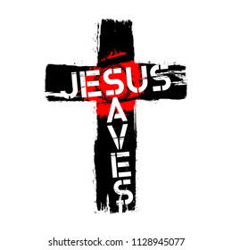 Bible lettering. Christian illustration. Jesus saves.