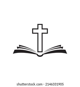 bible logo icon and christian cross