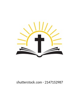 bible logo icon and christian cross